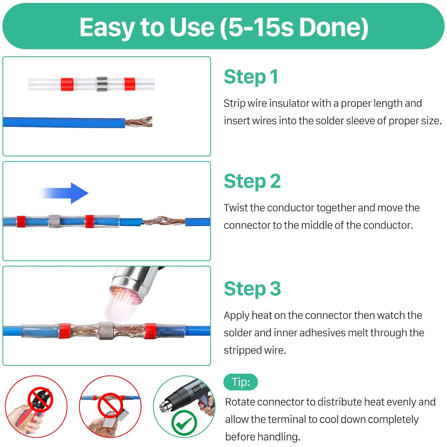 200PCS Solder Seal Wire Connectors Kit, Upgraded Heat Shrink Butt Wire Connector