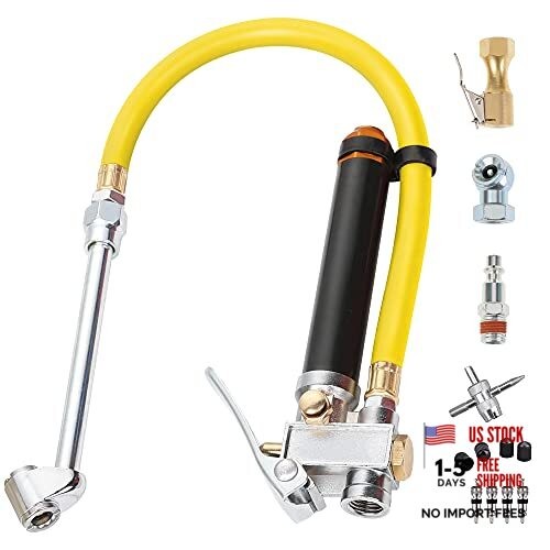 Hromee Heavy Duty Tire Inflator with Pressure Gauge 120PSI with Dual Head 13PCS