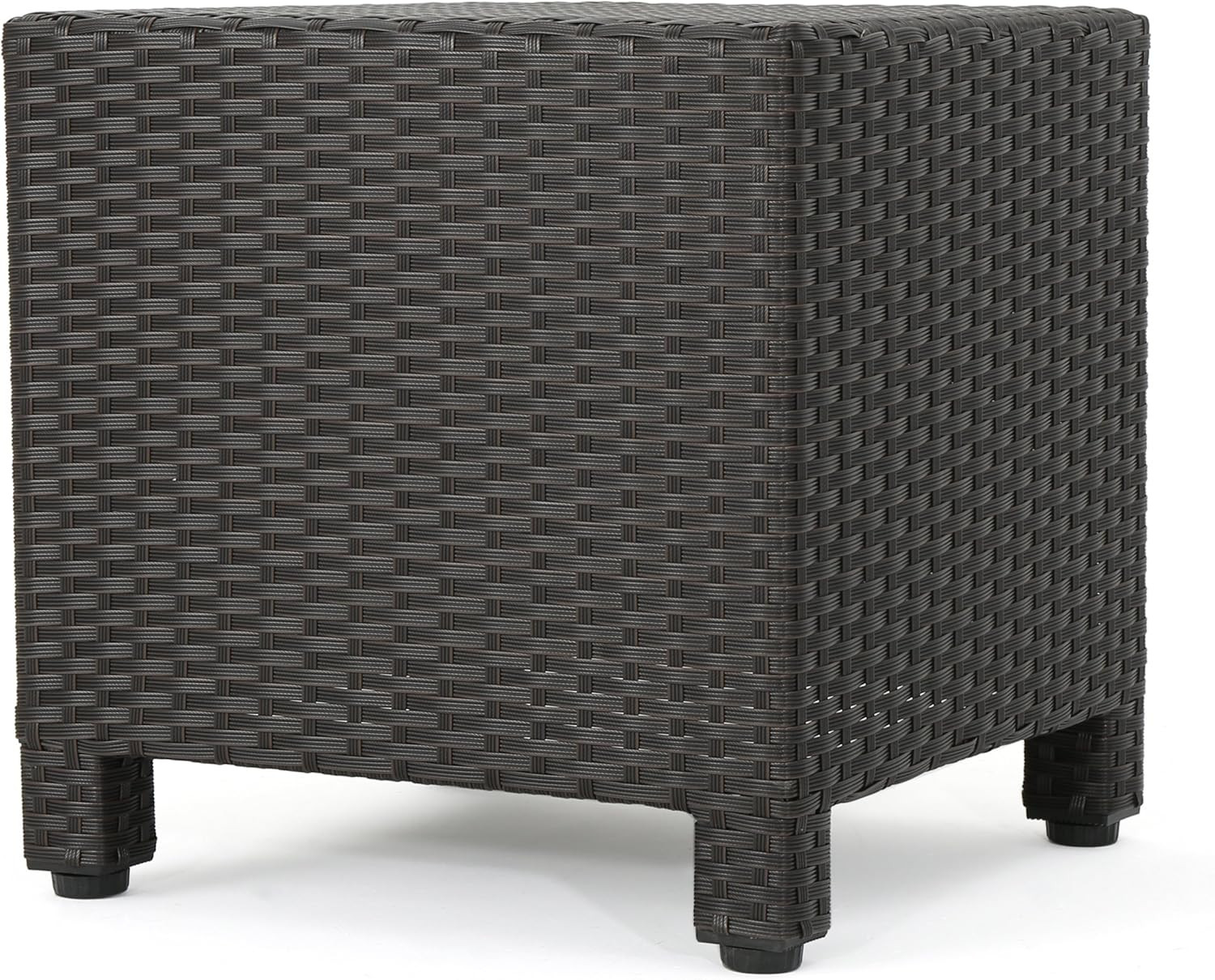 Puerta Outdoor Wicker Side Table, Dark Brown