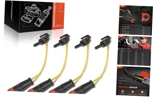 4-PC Front and Rear Brake Pad Wear Sensors Compatible with Mercedes-Benz