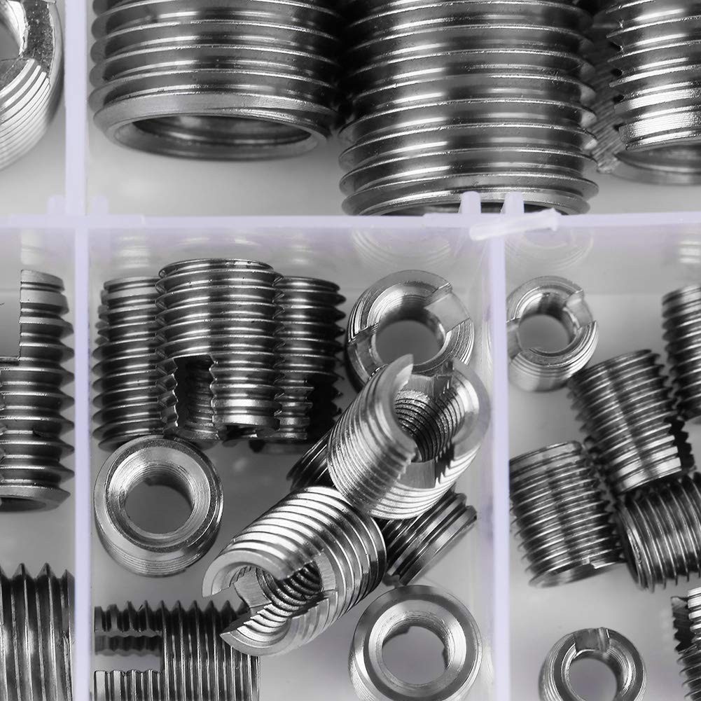 50 PCS Stainless Steel Thread Inserts Set Self Tapping Reinforce Repair Tool