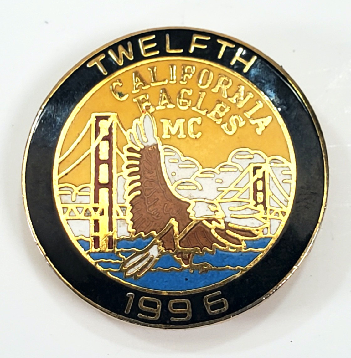 NOS 1996 California Eagles Gay Motorcycle Club 12th Anniversary Enamel Lapel Pin