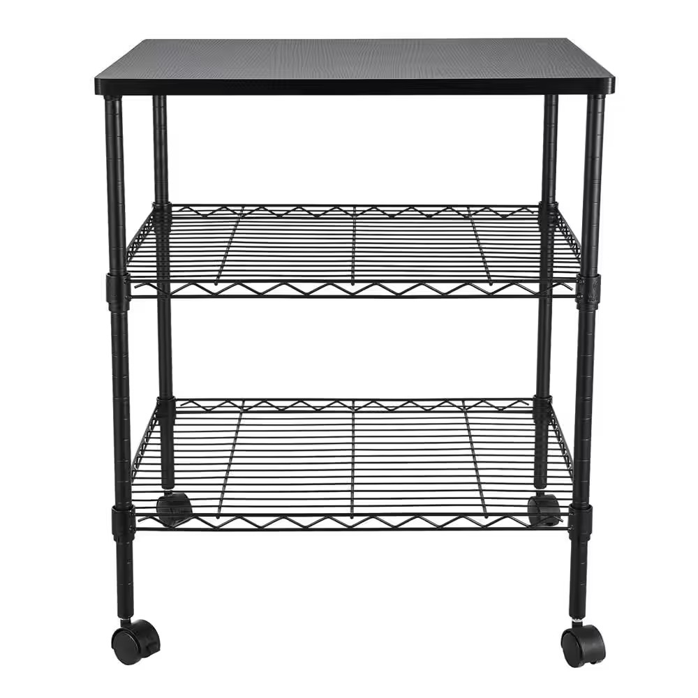 Modern Iron Multi-Functional 4-Wheeled Storage Cart in Black
