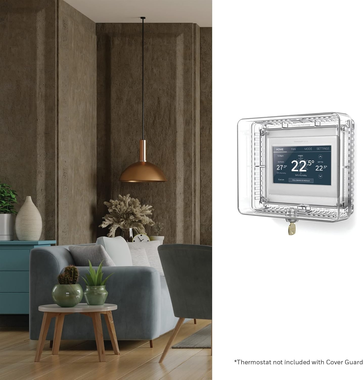 Elegantly Designed Lockable Thermostat Guard - Fits Small Models Securely