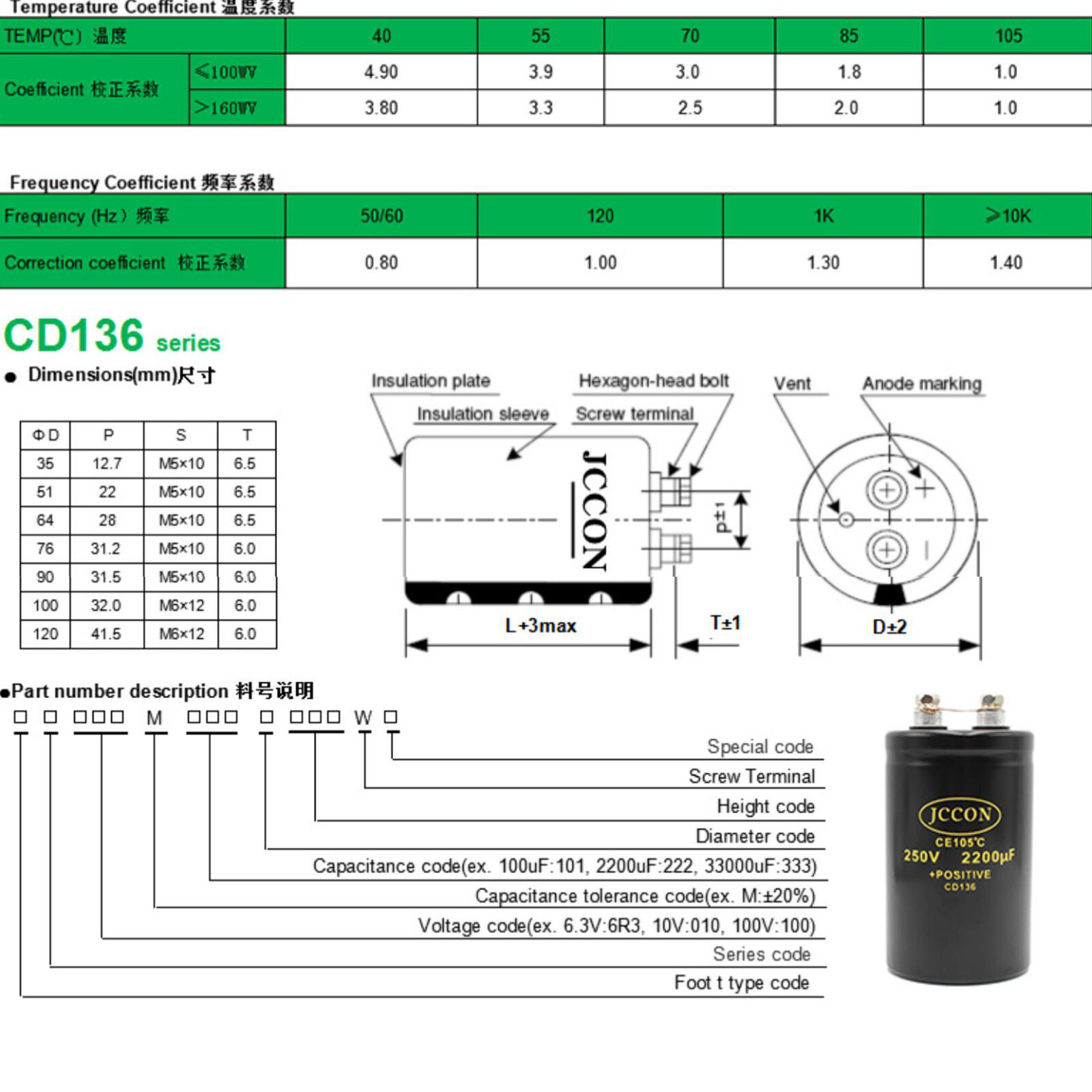 2pc Bolt Capacitor 63V22000UF Inverter Welder Screw Foot Large Capacitor 50x80mm