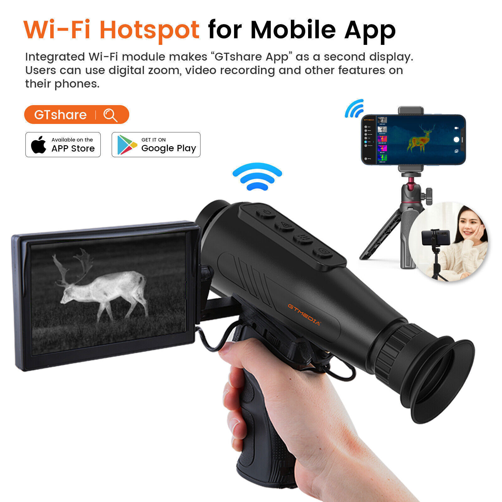 Thermal Monocular AI 384x288 Thermal Imaging Monocular 12um 15mm 60Hz WiFi 5Mode