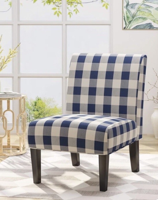 Home Traditional Fabric Accent Chair, Print, Matte Black, 22.5D x 29.5W x 32H in