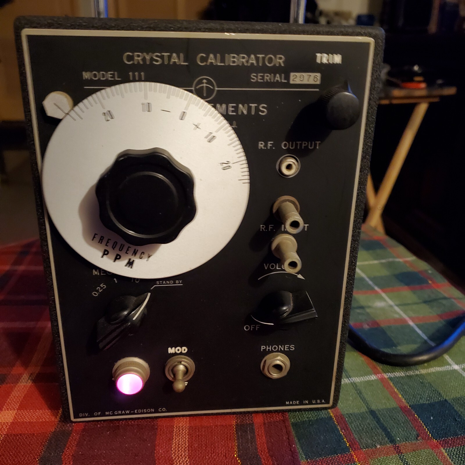 Mcgraw Edison Vintage Model 111  Crystal Calibrater Collectors Item