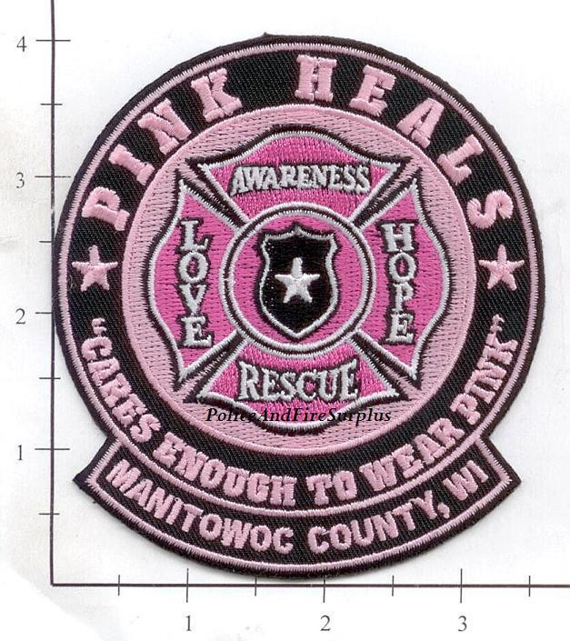 Wisconsin - Manitowoc County Breast Cancer Awareness EMS WI Fire Dept Patch Pink