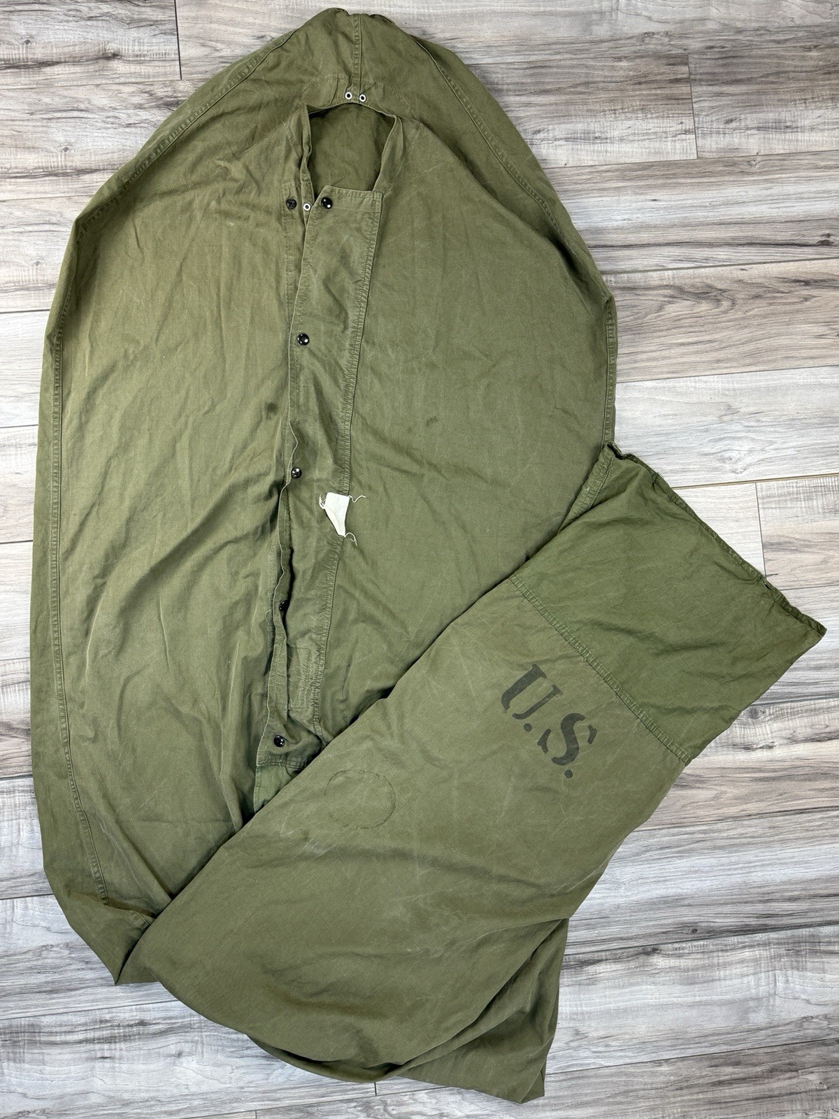 USGI M-1945 OD Green Water Repellent Sleeping Bag Case Cover Vintage USED