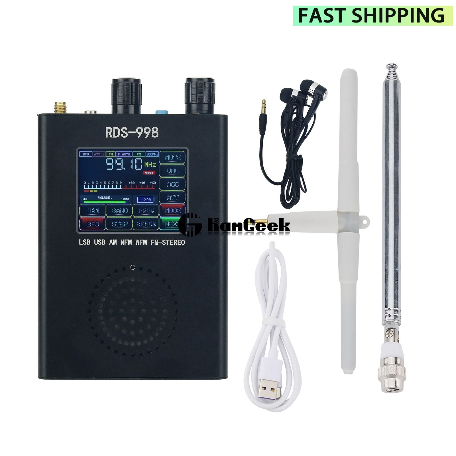 RDS-998 FM MW LW SW SSB Radio Receiver USB LSB BFO Ham Radio Receiver
