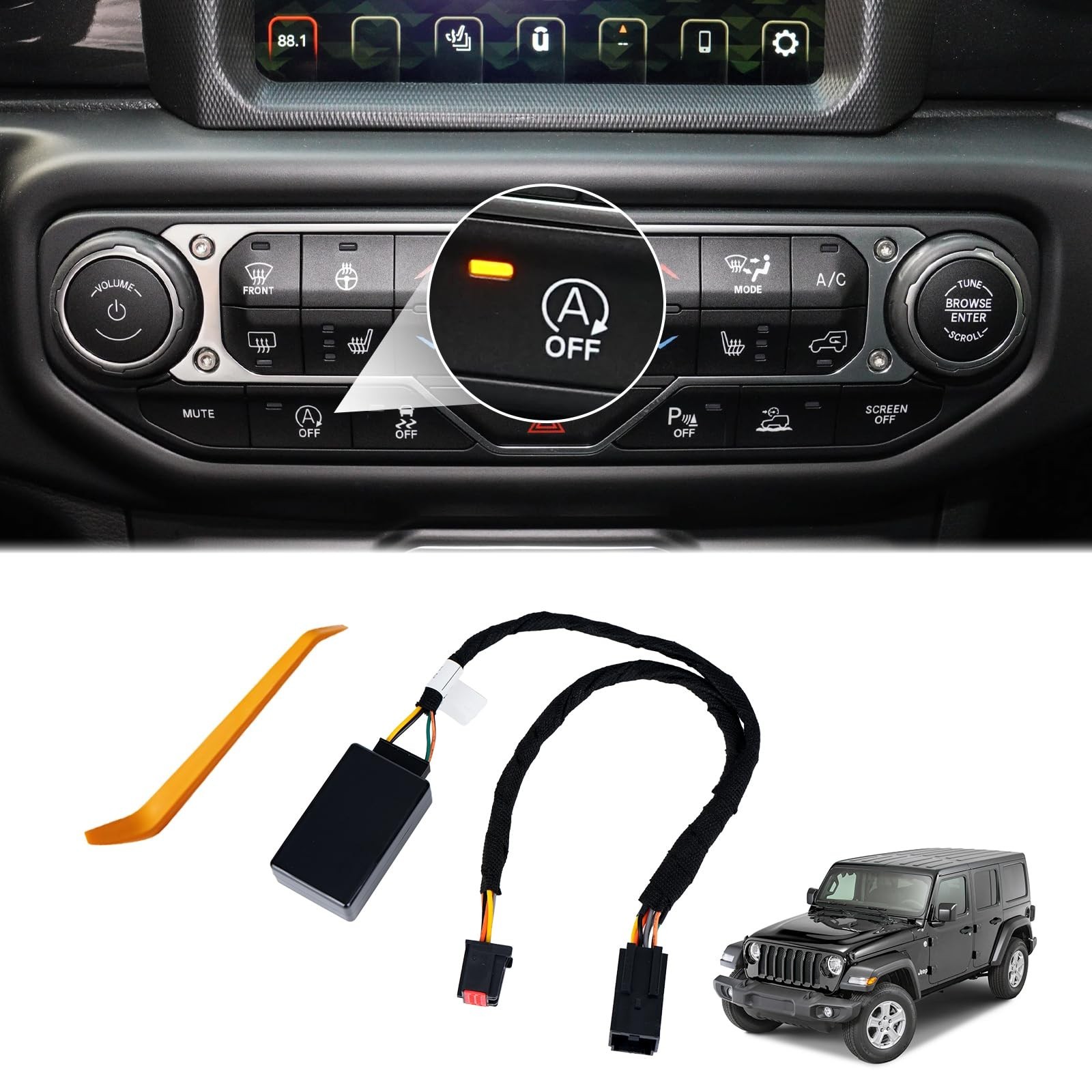 Auto Start Stop Eliminator for 2018-2024 Jeep Wrangler JL & 2020-2024 JT, Eng...
