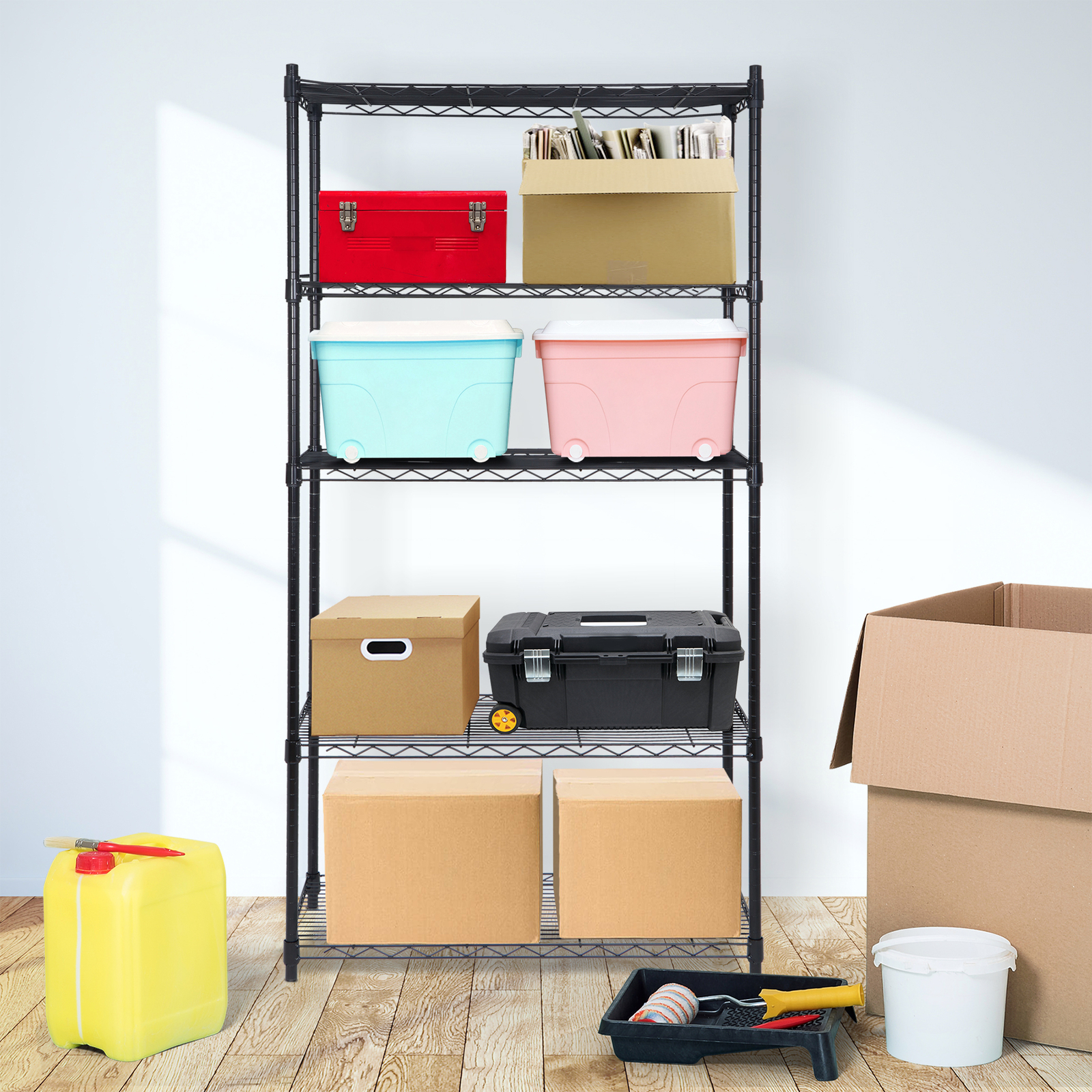 5 Tiers Wire Shelving Unit Rack Large Space Adjustable Storage Shelves Kitchen