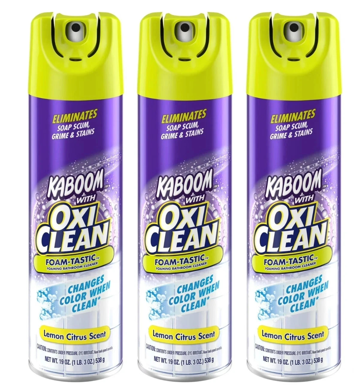 3 Pack Kaboom Foam-Tastic with OxiClean Fresh Scent Bathroom Cleaner, 19 oz.