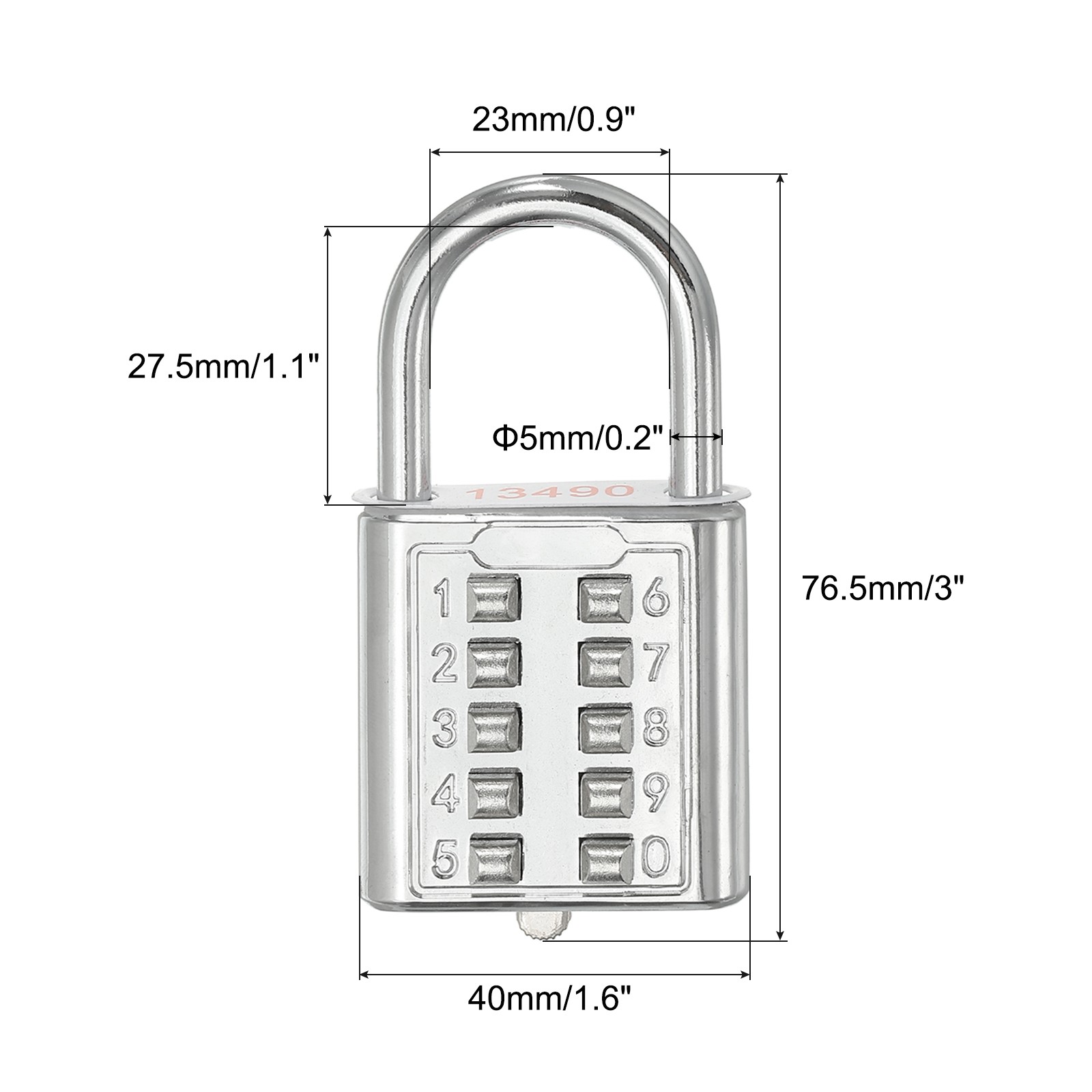 10 Digit Button Combination Padlock 2pack 5 Digit Locking Mechanism Lock Silver