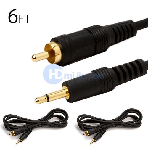 2x 6 FT Audio Cable RCA to 3.5 mm Mono Cable Gold Plated 6FT