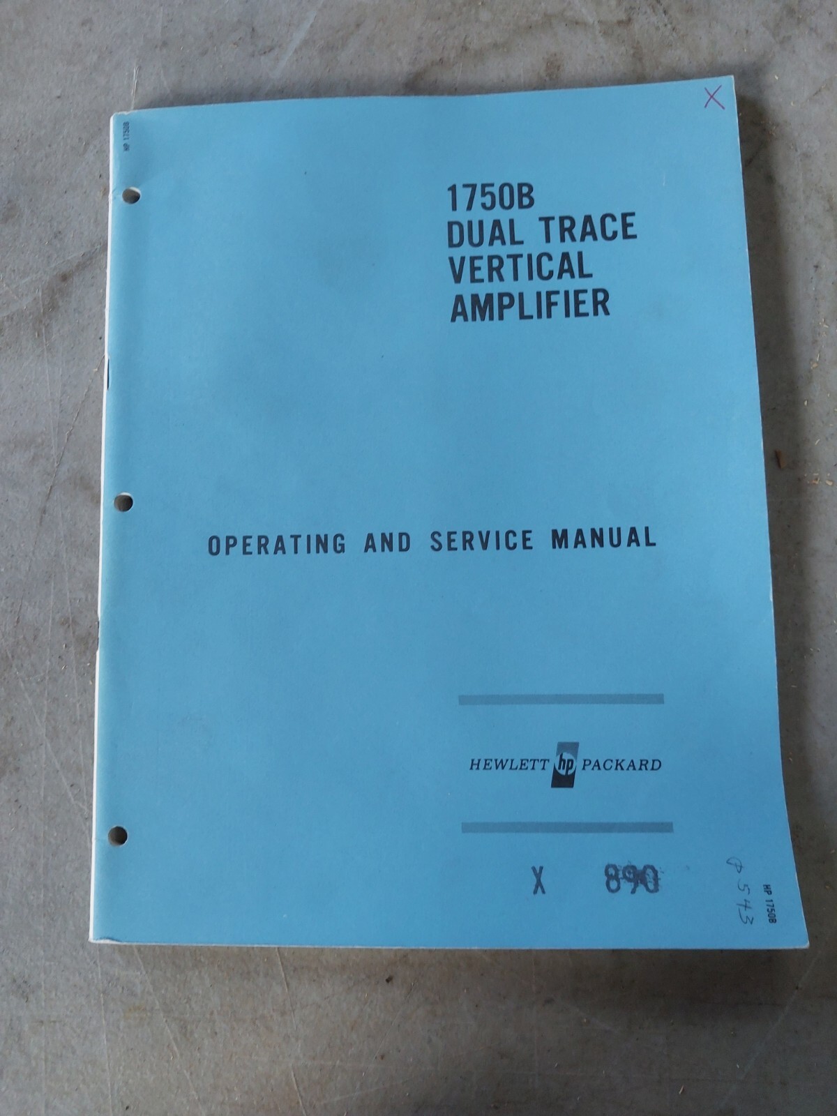 Original HP 1750B dual trace vertical amplifier operating and service manual
