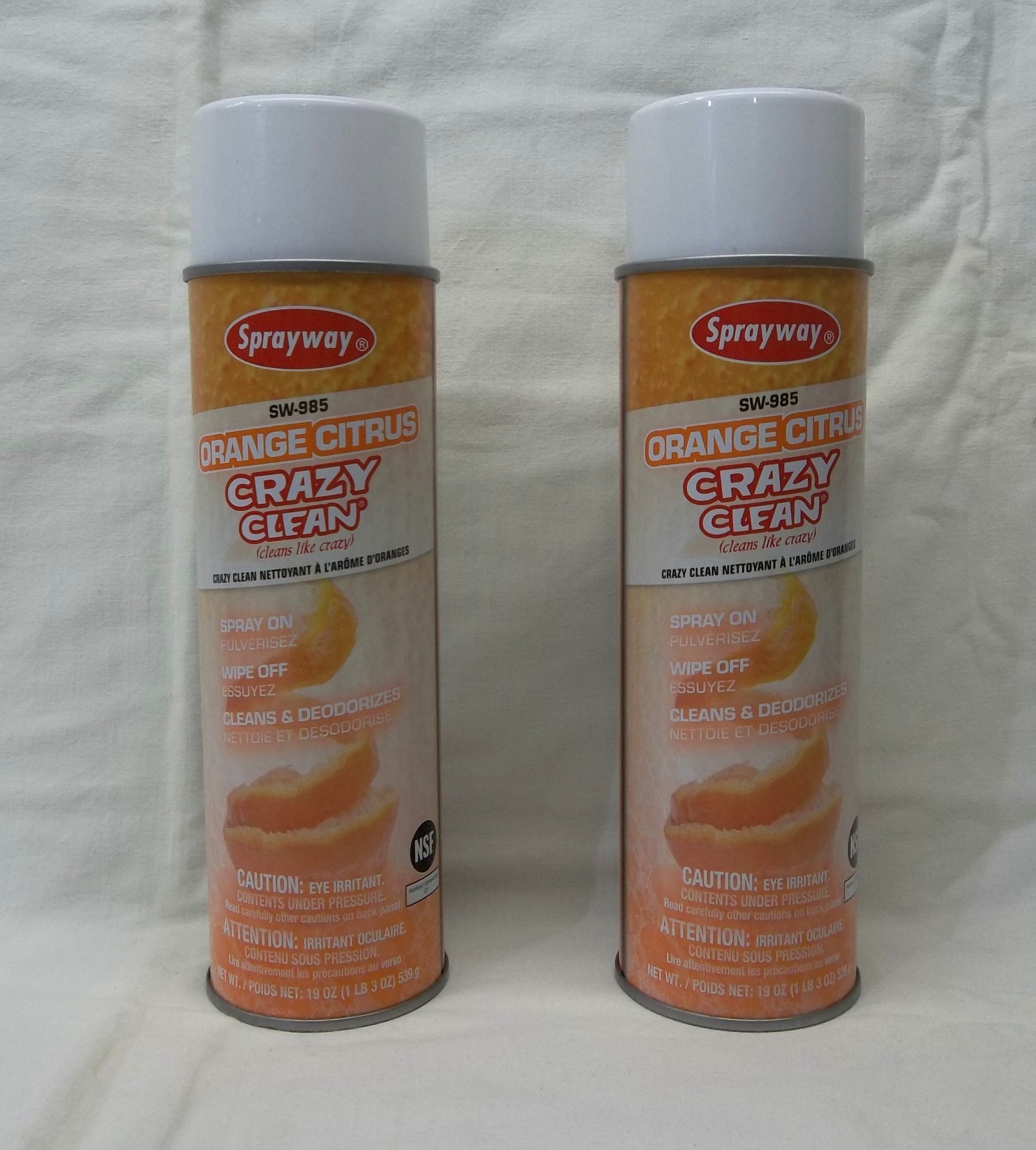 LOT OF 2 - SPRAYWAY SW-985 ORANGE CITRUS CRAZY CLEAN AEROSOL SPRAY 19oz.