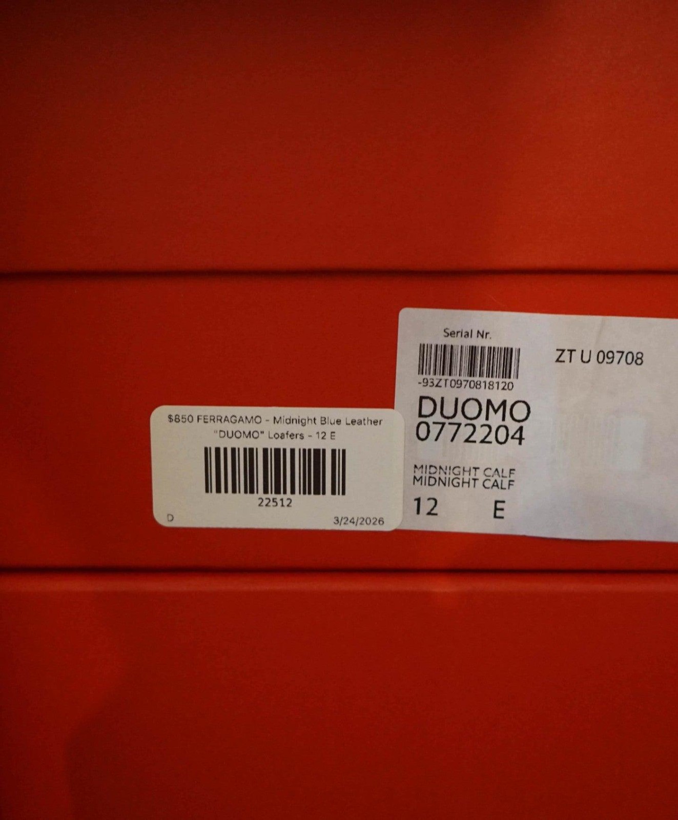 $850 FERRAGAMO - Midnight Blue Leather "DUOMO" Loafers - 12 E