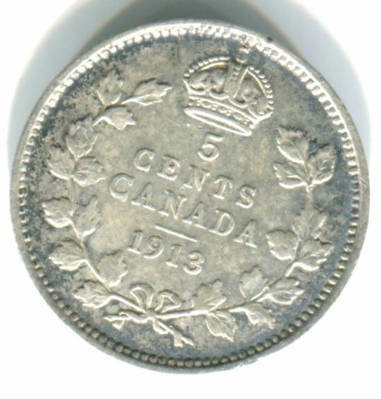 1913 Canada Silver Five Cent  / 5 Cent !!  EXF