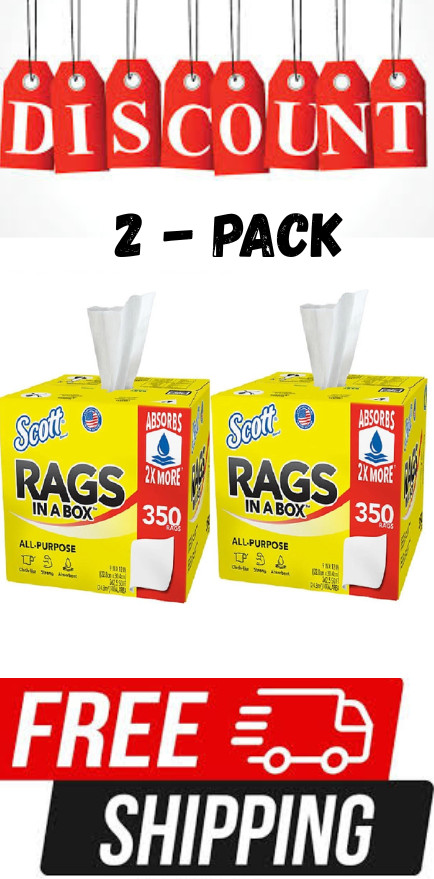 2 PACK - Scott Rags In a Box, White, All Purpose (350 Sheets/Box) {Total 700 ct}