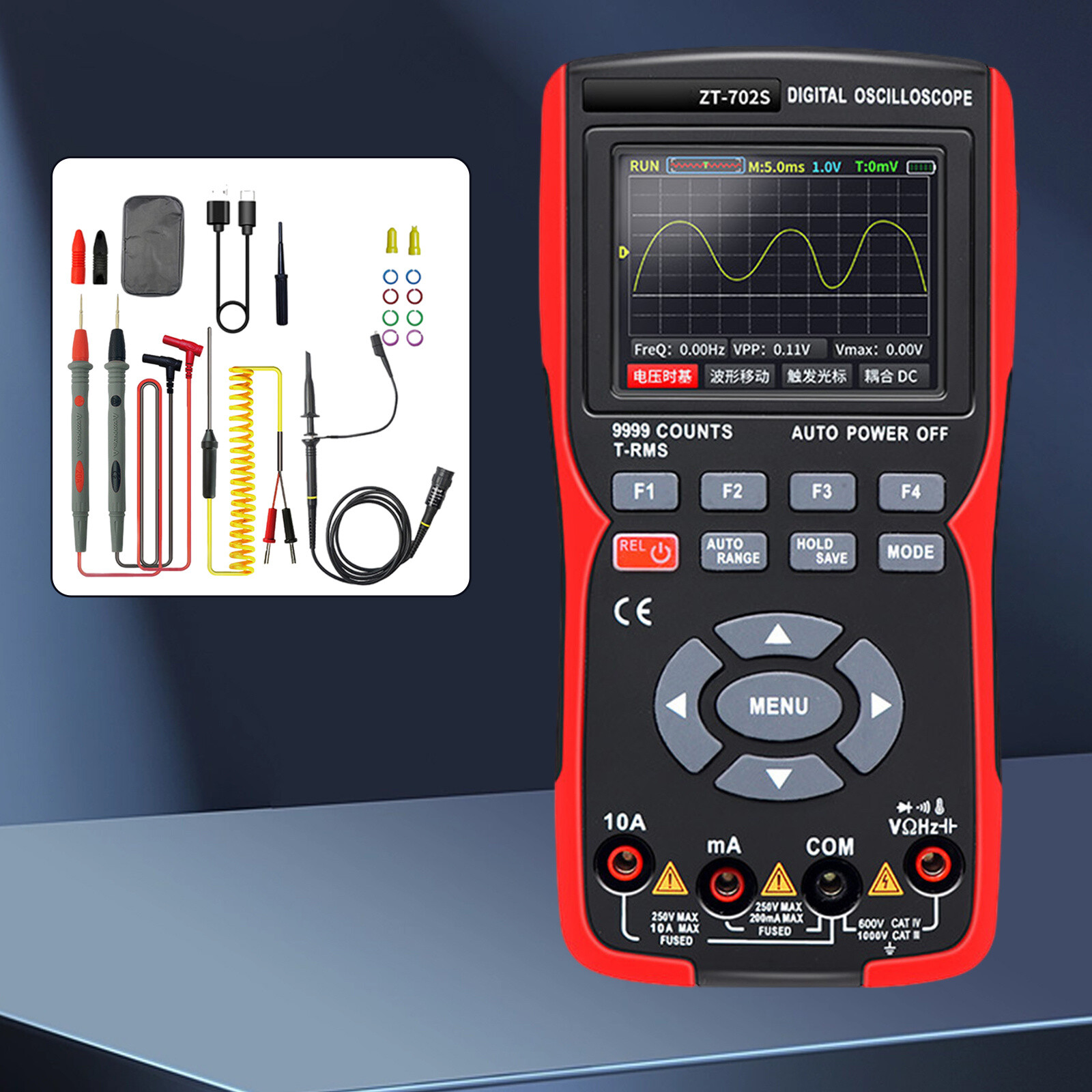 ZT-702S Digital Oscilloscope Multimeter AC/ DC Voltmeter Ammeter Ohmmeter Tools