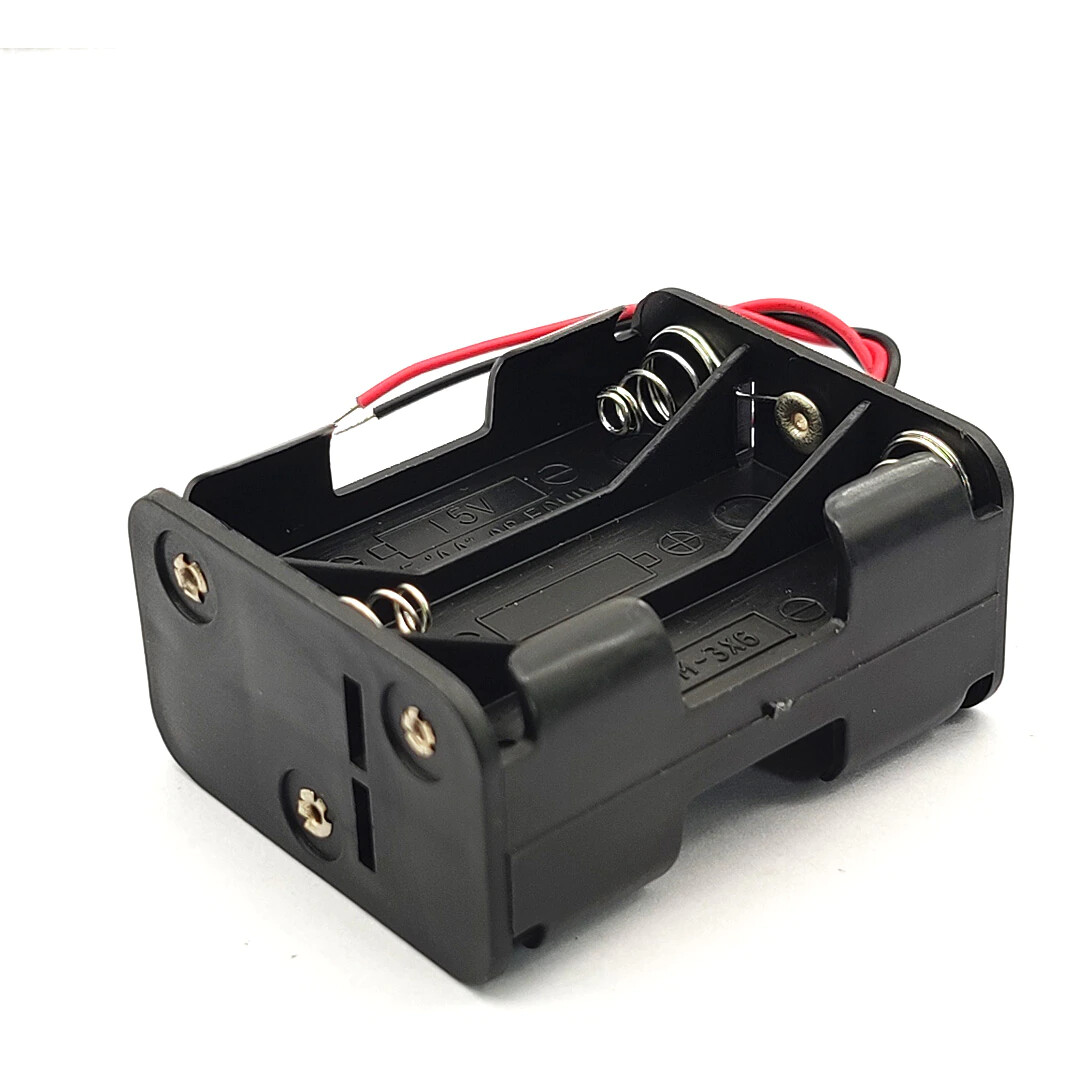 2x 6-AAA Battery Spring Clip Holder Case Plastic Box Tow Layers Stacked 9V DC
