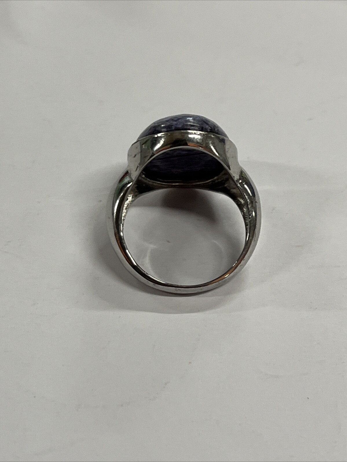 Large Purple Stone Ring Hand-Crafted Sterling Silver Size 8