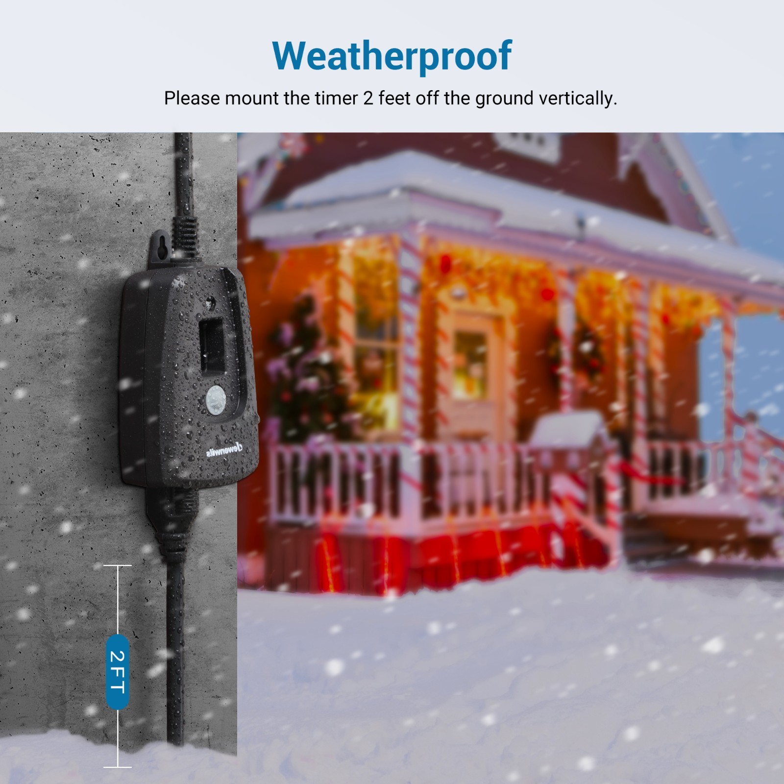 DEWENWILS Outdoor Waterproof Timer, 2-Outlet Plug-in, Countdown, UL Listed, 15A