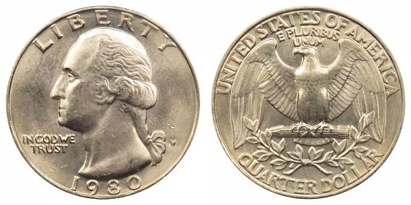 1980 P+D Washington Quarter (20 + 20 each) ~ Unc Roll Taken From Mint Sets #1