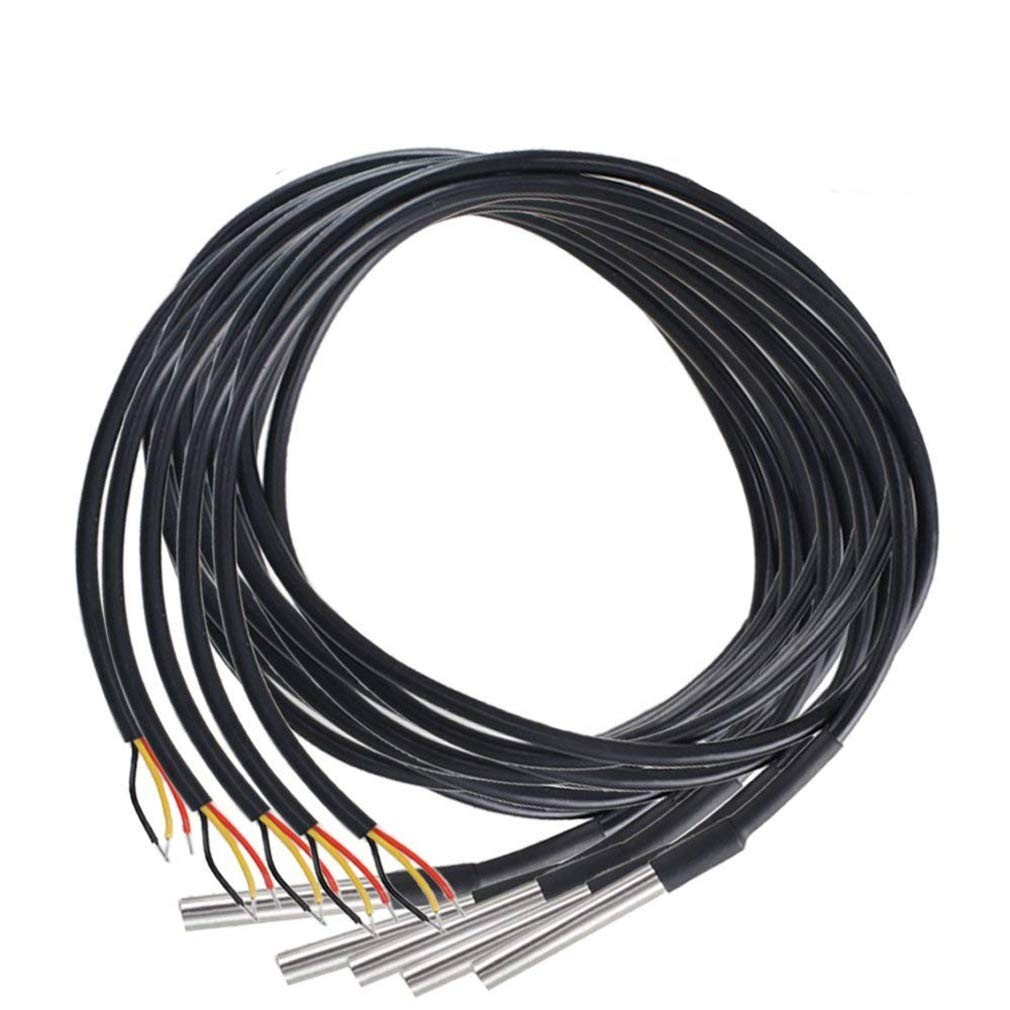 5pcs DS18B20 Temperature Sensor Temperature Probe Stainless Steel Package Wat...