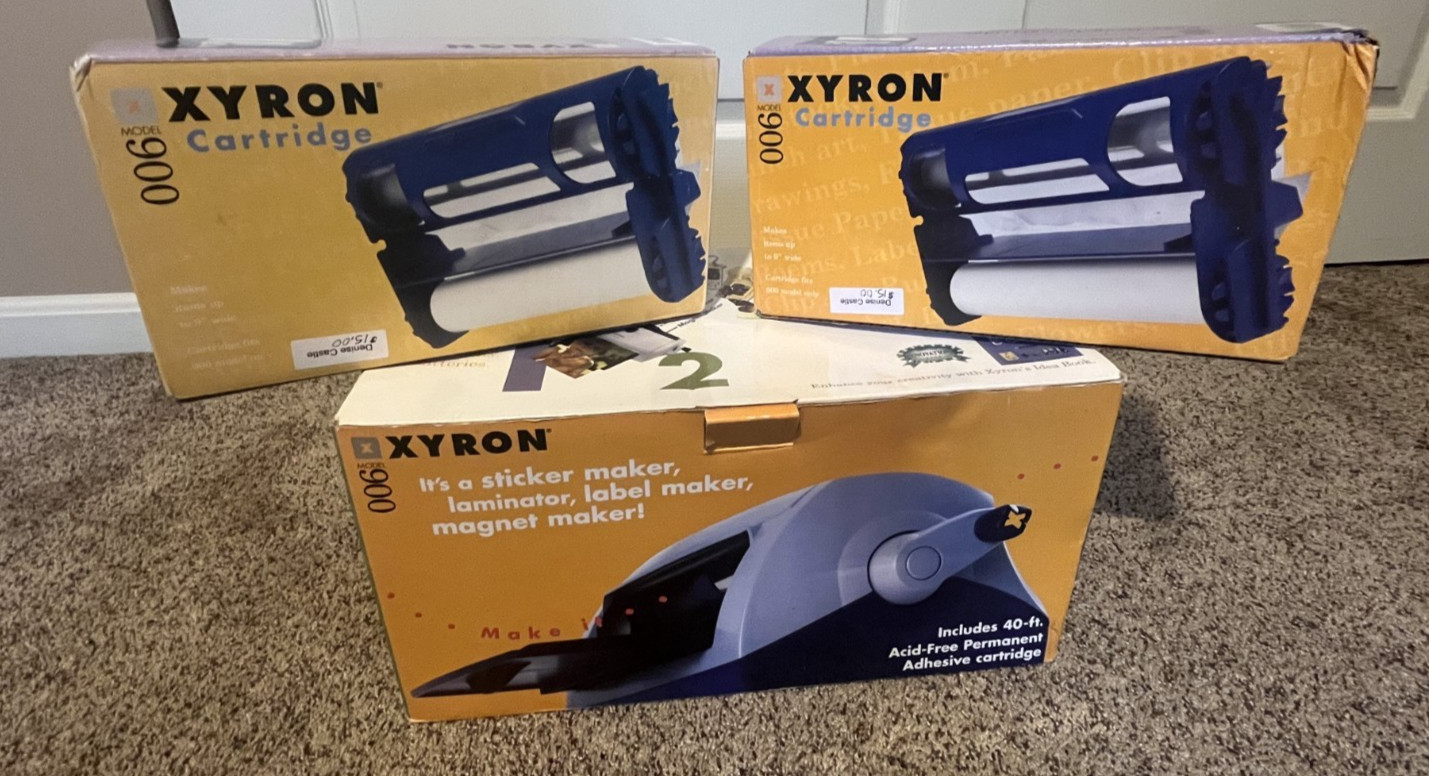 Xyron 900 Label Sticker Maker Craft System Laminator Magnet with 3 Cartridges
