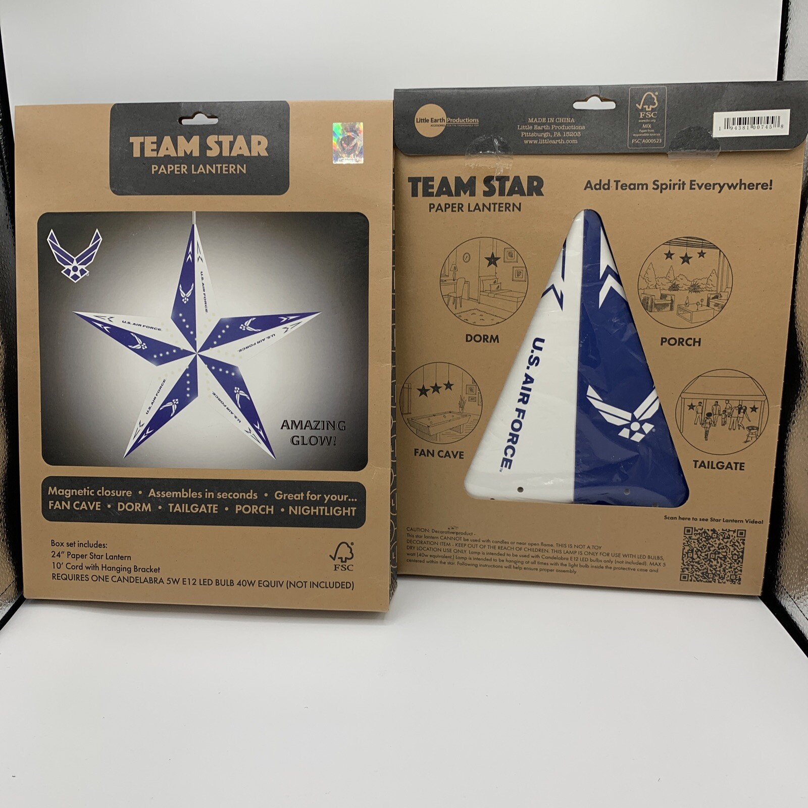 Two Team Star U.S. Air Force Party Decor Paper Star Lantern Lamp NEW