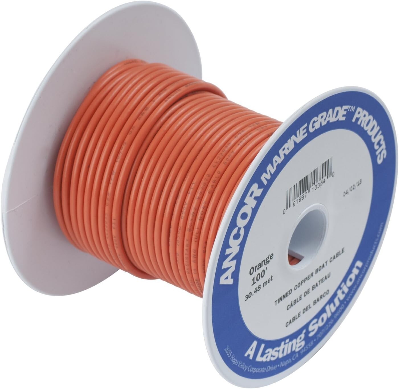 ANCOR 106502 ORANGE 25' 12 AWG Gauge 25 Feet 600v Marine Tinned Copper Wire COIL
