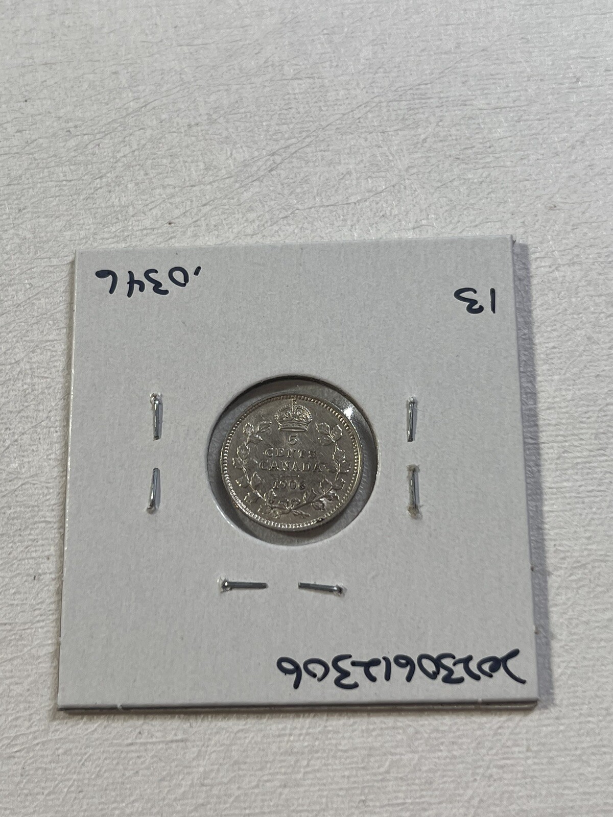 1906 Canada 5 Cents Small Silver Coin