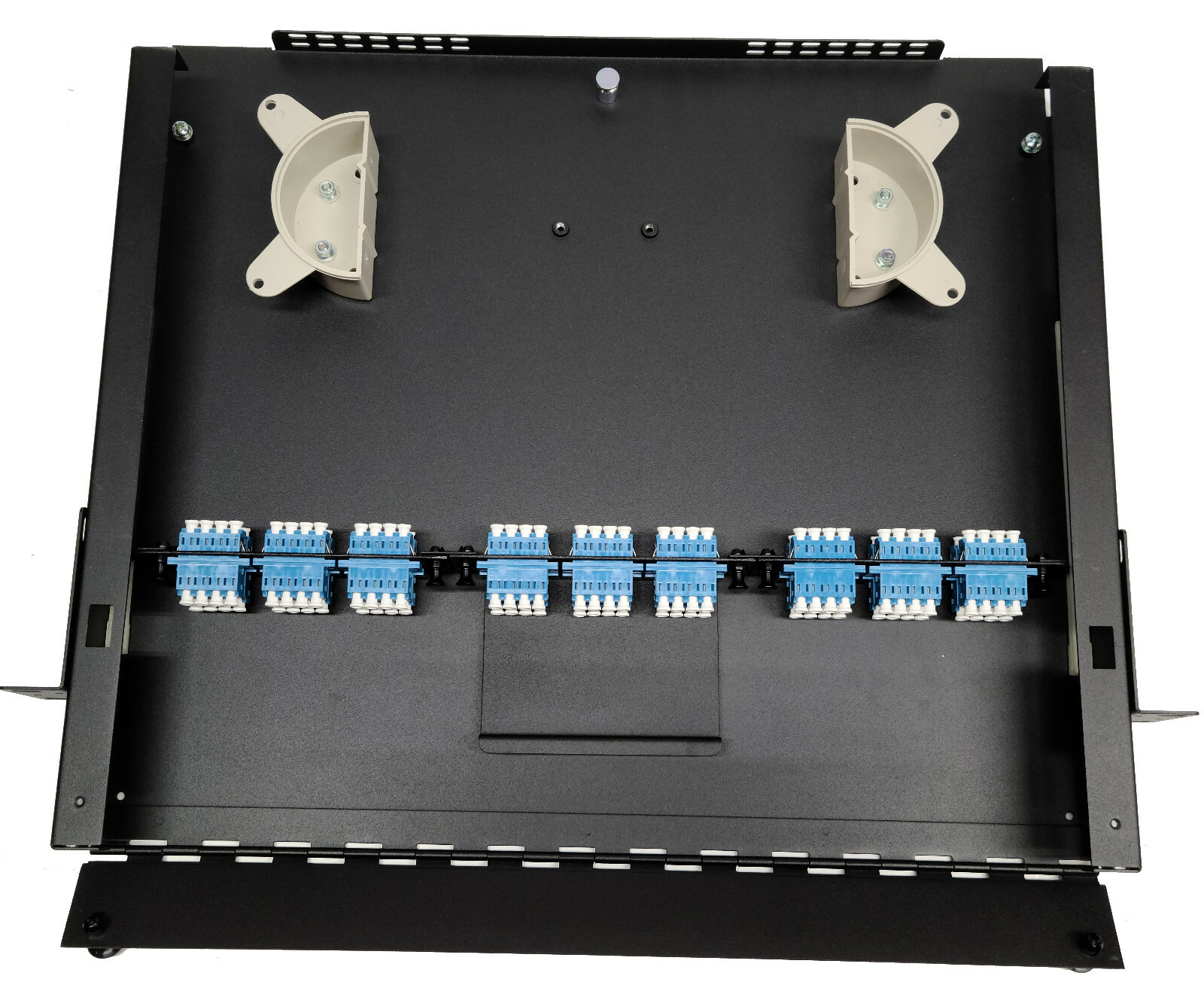72 Fiber 1RU Rack Mount FDP Patch Only w/ 18 LC Singlemode Blue Quad Adapters