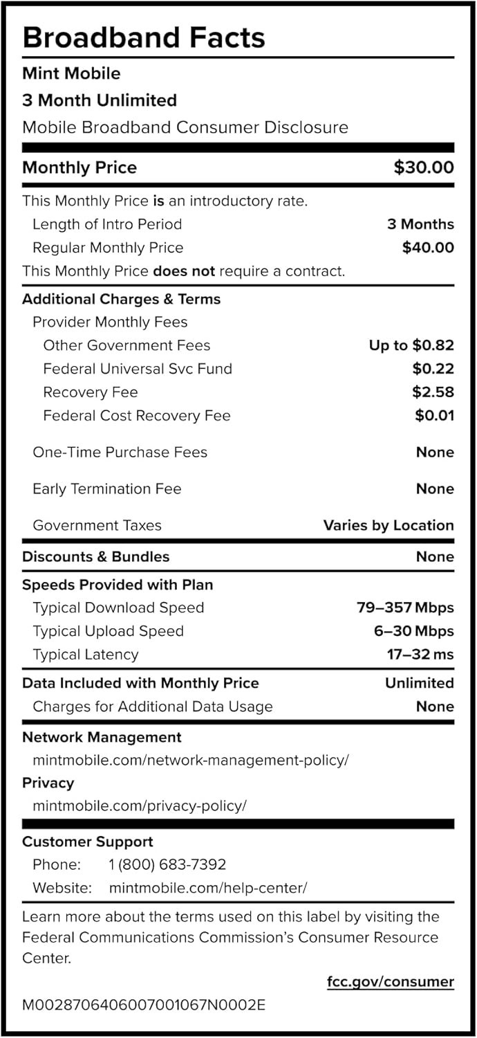 3- Unlimited Talk, Text & Data Plan + SIM Card=