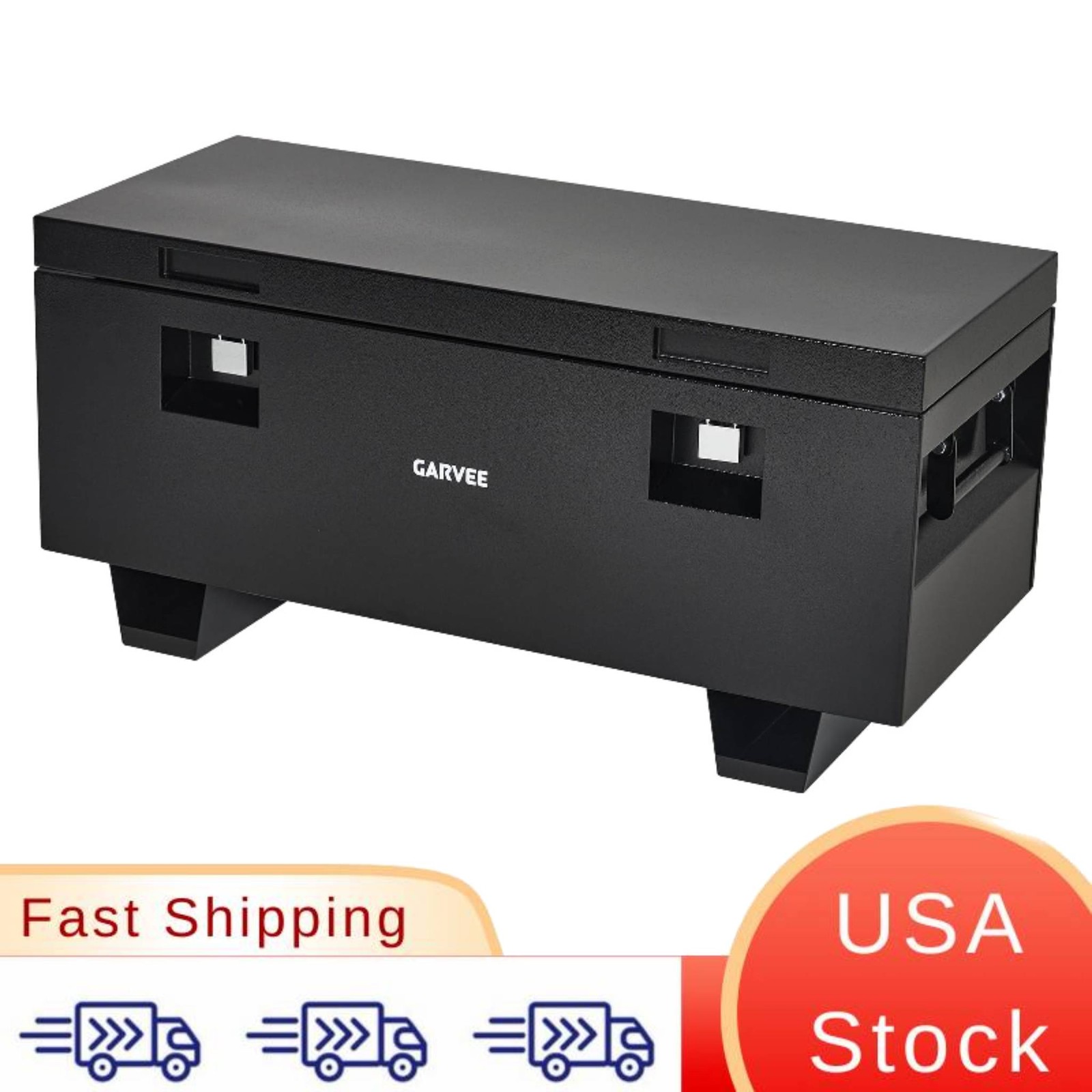 Powder Coated Heavy Steel Constructs The 36 Inch Jobsite Box, Lockable Truck Too