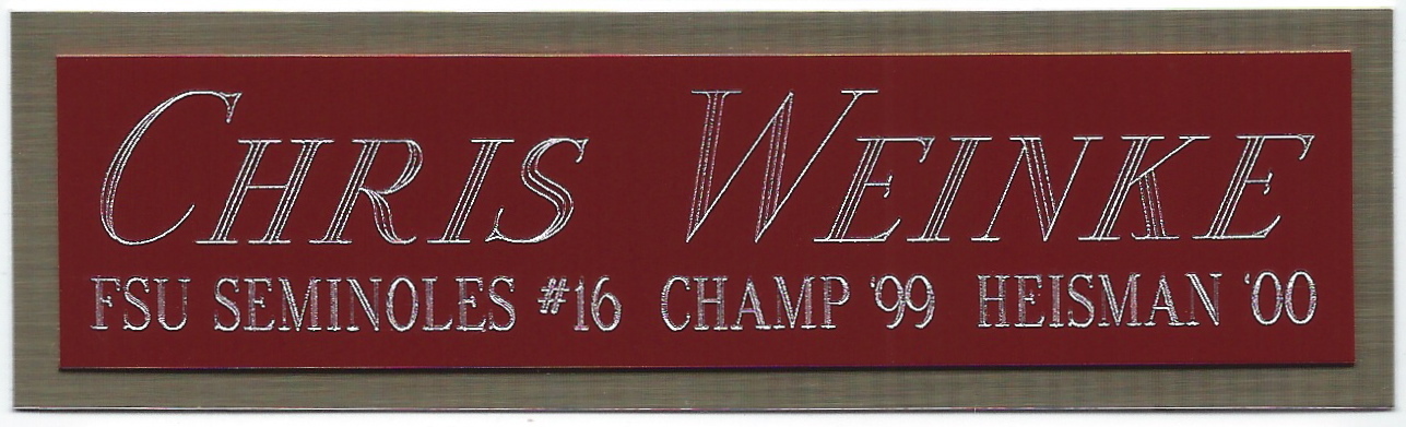 CHRIS WEINKE HEISMAN NAMEPLATE AUTOGRAPHED SIGNED FOOTBALL HELMET-JERSEY-PHOTO