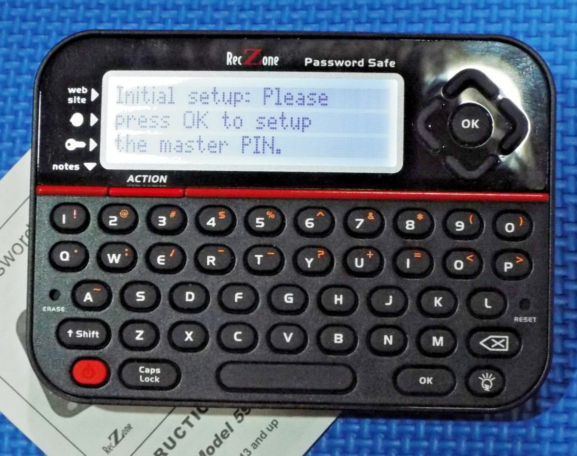 RECZONE PASSWORD SAFE BACK-LIT LCD QWERTY KEYBOARD MODEL 595