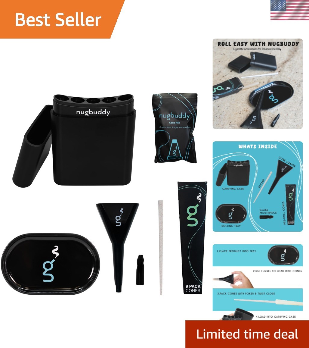 All-in-One 6 Piece Cigarette Accessory Set - Includes Loader, Case, Tip