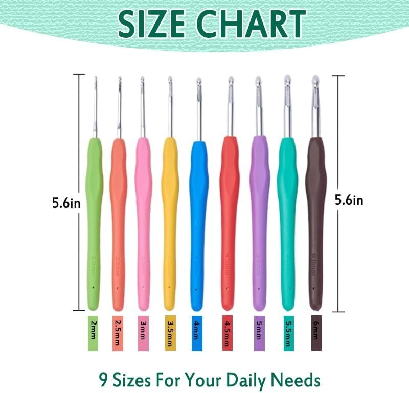 Crochet Hooks Set, Ergonomic Crochet Hooks with case for Arthritic Hands, Lig...