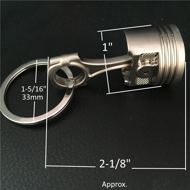 Piston Keychain Connecting Rod Car Engine Silver Metal 3D Keyring Key Chain Big