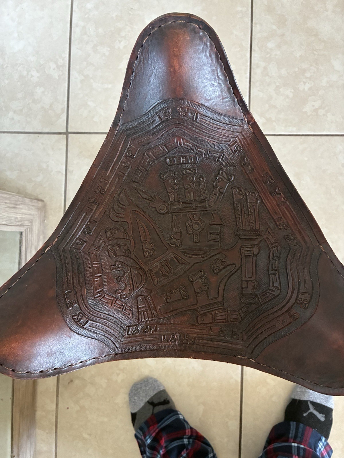 Antique Vintage Peruvian Leather Stools