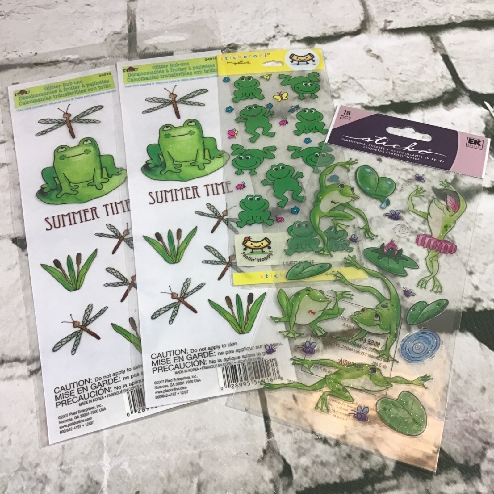 Sticker Sheets Rub on Transfers lot Of 4 Frogs Frog Dragonfly Reeds Lily Pads
