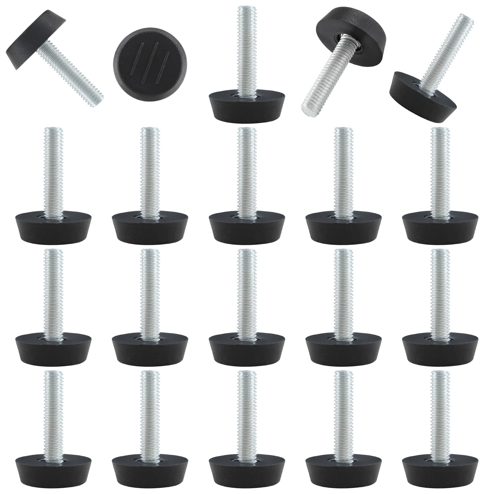 30 Pcs Screw in Threaded Furniture Adjustable Levelers, M6 Leveling Feet Pati...