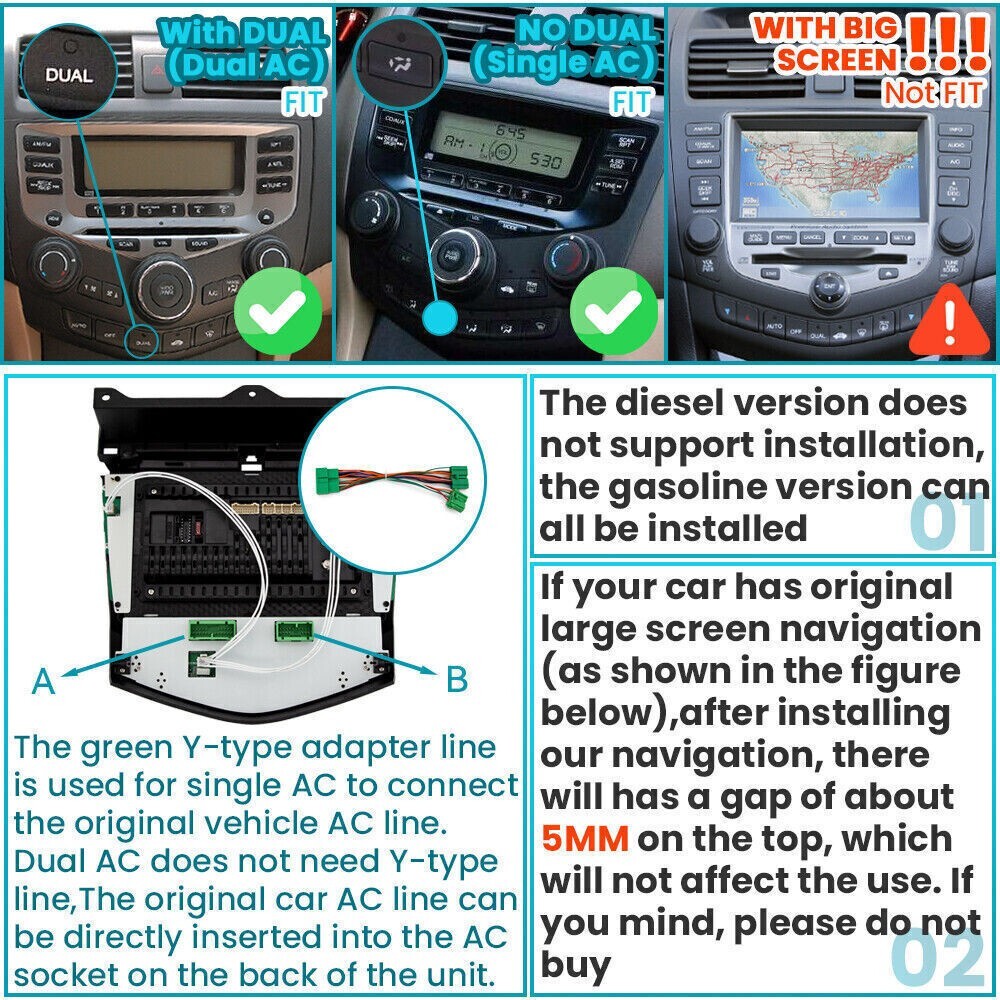 For Honda Accord 7 2003-2007 Apple CarPlay Android 13 Car Stereo Radio GPS+Cam