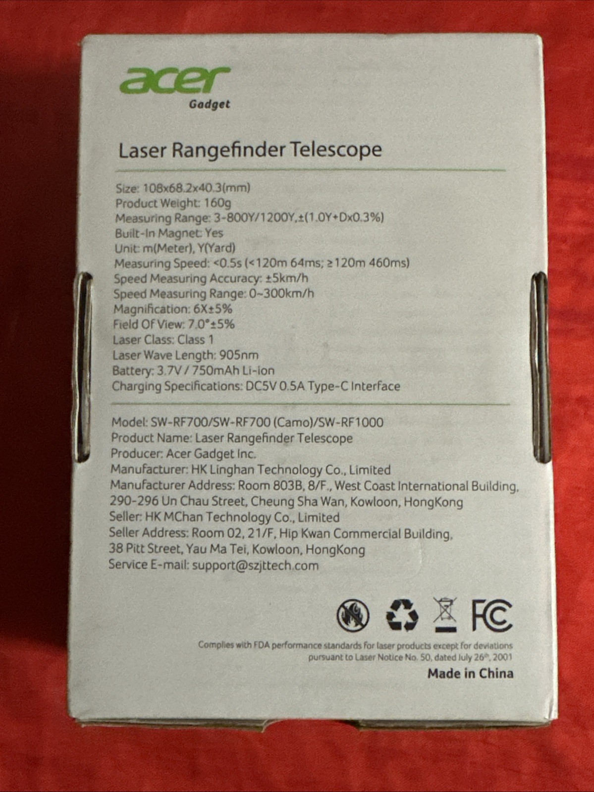 ACER Gadget SW-RF700 Ultra-Precise Laser Rangefinder Telescope