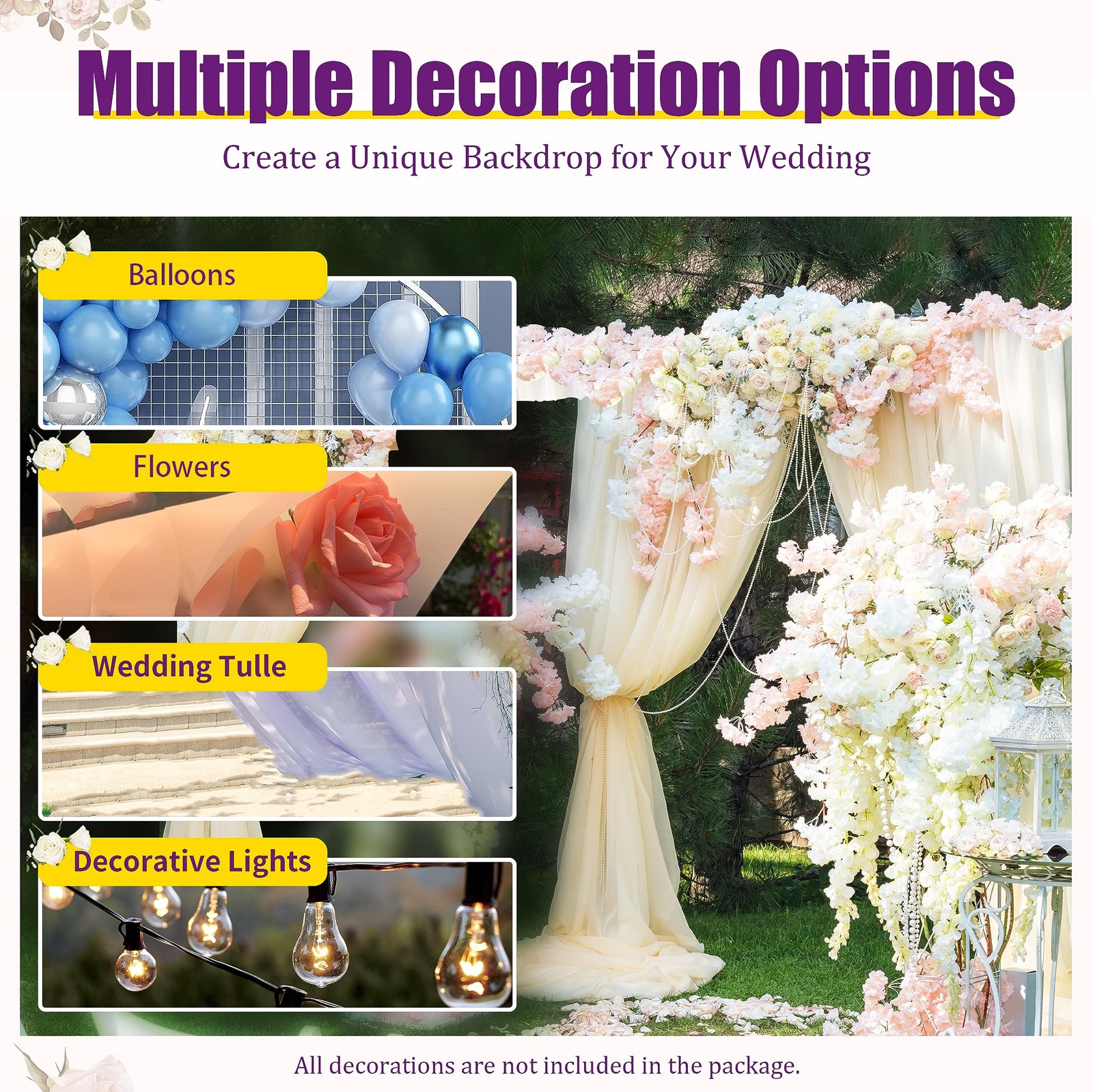 19.7x9.8 Ft Heavy Duty Wedding Backdrop Stand Adjustable Telescopic Kit