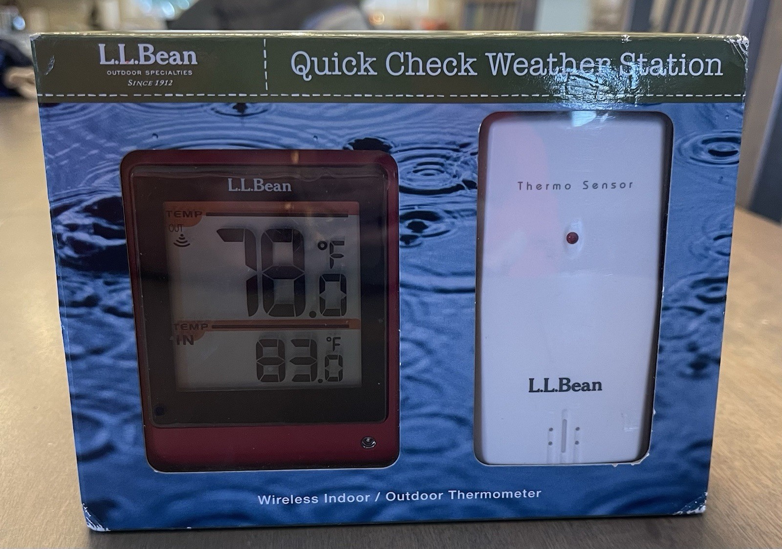 LL Bean Weather Station Wireless Indoor/Outdoor Thermometer 0HRD3 New In Box Red
